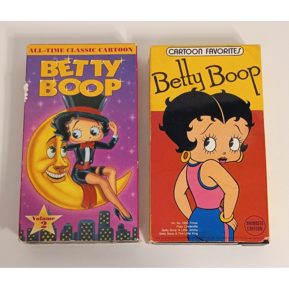 Lot of 2 Vintage Betty Boop VHS Movies, Cartoon Favorites, Classic Cartoons